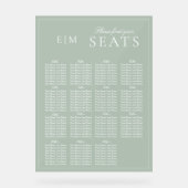 Elegant Sage Groen Script Monogram Bruiloft Seat Acryl Bord (Voorkant)