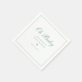 Elegant Sage Groen Script Neutraal Baby shower Servet (Hoek)