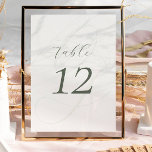 Elegant Sage Groen Script Trouwtafel Nummer Kaart<br><div class="desc">Elegant minimalistisch script bruiloft tabel nummer. Ontdek het hele collectie voor een gecoördineerd huwelijksthema. Dm voor advies of personalisatie</div>