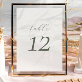 Elegant Sage Groen Script Trouwtafel Nummer Kaart