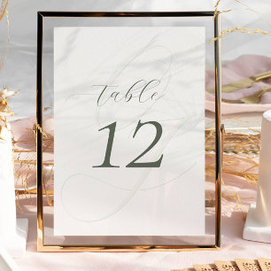 Elegant Sage Groen Script Trouwtafel Nummer Kaart