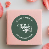 Elegant Sage Groen Trouwscript Dank u Ronde Sticker