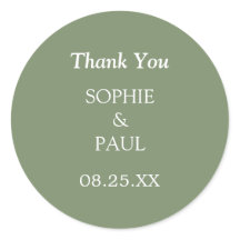 Elegant Sage Groene Bruiloft Dank u Sticker