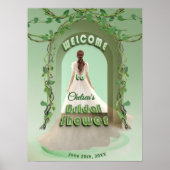 Elegant Sage Groene Bruiloftfeest Welkomstbord Poster (Voorkant)