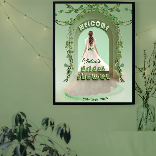 Elegant Sage Groene Bruiloftfeest Welkomstbord Poster