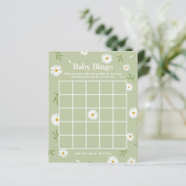 Elegant Sage Groene Daisies Baby shower Bingogame