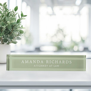 Elegant sage groene en witte trendy naambordje