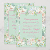 Elegant Sage Groene Pastel Bloemen Tuin Party Kaart (Voorkant / Achterkant)