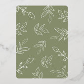Elegant Sage Minimal Gold Leaf Wedding Folie Uitnodiging (Achterkant)