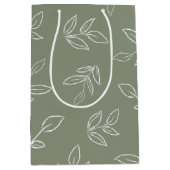 Elegant Sage Minimal Leaves Pattern Medium Cadeauzakje (Voorkant)
