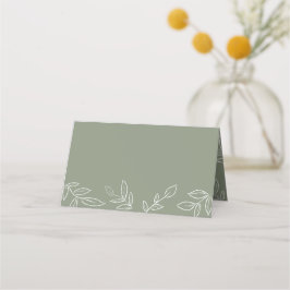 Elegant Sage Minimalist Leaves Pattern Wedding Plaatskaartje