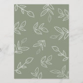 Elegant Sage Minimalist Leaves Wedding Menu (Achterkant)
