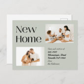 Elegant Sage Minimalist Two Photo New Home Moving Aankondigingskaart (Voorkant / Achterkant)