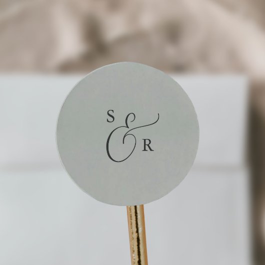 Elegant Sage Mint Monogram Wedding Envelope Seals Ronde Sticker