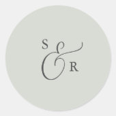 Elegant Sage Mint Monogram Wedding Envelope Seals Ronde Sticker (Voorkant)