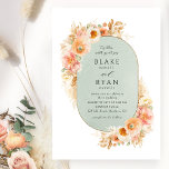 Elegant Sage, Peach Blush and Cream Oval Weddensch Kaart<br><div class="desc">Verfijn uw gasten met deze elegante bruiloft-uitnodiging met prachtige sage groene waterverf ovale boog met voortreffelijke waterverf florale elementen rond uw trouwdetails met bloemen, bladeren en pampasgras in een prachtige mix van perzik, oranje, wazige roze, crème en champagnekleurige huiden. Mogelijkheid om "samen met hun ouders" te veranderen in "samen met...</div>