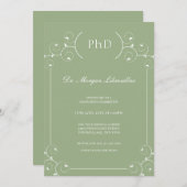 Elegant Sage PhD-Afstuderen Kaart (Voorkant / Achterkant)
