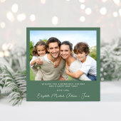 Elegant Sage Pine Tree Waterverf Foto Kerstmis Feestdagenkaart