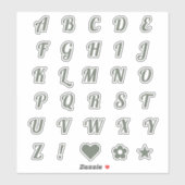 Elegant Sage Script Capital Letters Alphabet Sticker (Vel)