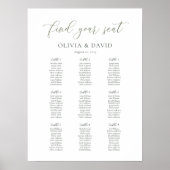 Elegant Sage Script Kleur 9 Tafel Zitplaatsindelin Poster (Voorkant)