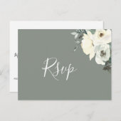Elegant Sage Script RSVP Briefkaart met Maaltijdke (Voorkant / Achterkant)