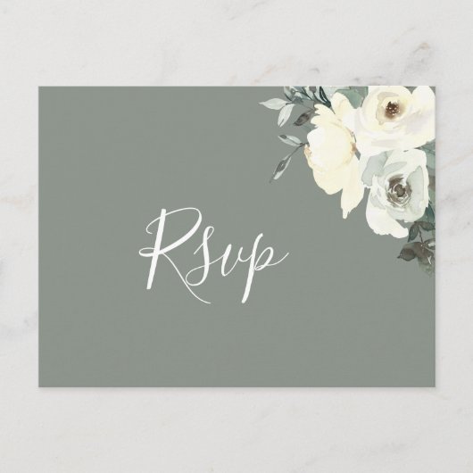 Elegant Sage Script RSVP Briefkaart met Maaltijdke (Voorkant)