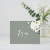 Elegant Sage Script RSVP Briefkaart met Maaltijdke (Staand voorkant)