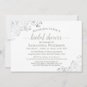 Elegant Sage & Silver Lace White Vrijgezellenfeest Kaart (Voorkant)