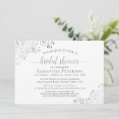 Elegant Sage & Silver Lace White Vrijgezellenfeest Kaart (Staand voorkant)