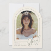 Elegant Sage Simple Photo 2025 Afstudeerder Aankon Kaart (Voorkant)
