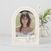 Elegant Sage Simple Photo 2025 Afstudeerder Aankon Kaart (Staand voorkant)