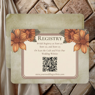 Elegant Sage Terracotta Floral Bridal Registry Informatiekaartje