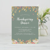 Elegant Sage Thanksgiving Diner Kaart (Staand voorkant)