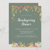 Elegant Sage Thanksgiving Diner Kaart (Voorkant / Achterkant)