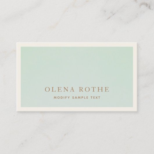 Elegant Sage Turquoise Green Ivory Border Contactkaartje (Voorkant)