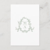Elegant Sage Victorian Floral Wedding Details Informatiekaartje (Achterkant)