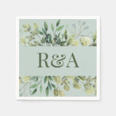 Elegant Sage Waterverf Custom Monogram Weddenschap Servet (Voorkant)