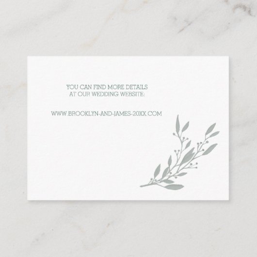 Elegant Sage Wedding Accommodatie Kaarten (Achterkant)