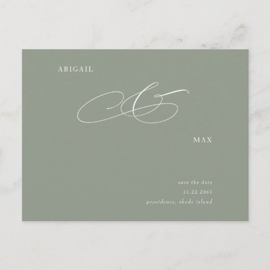 Elegant Sage Wedding Save the Date Announding Briefkaart (Voorkant)