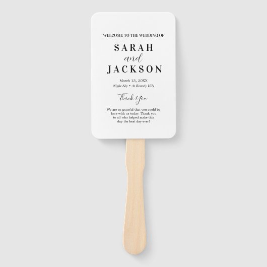 Elegant Sage White Wedding Programme Handwaaier (Voorkant)