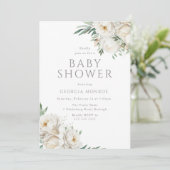 Elegant Sage & Wit Bloemen Baby shower Kaart (Staand voorkant)