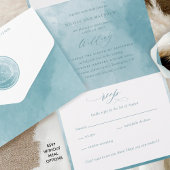 Elegant Sage Zee Glass Waterverf Monogram Weddensc All In One Uitnodiging