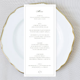 Elegant Sagemgroene Monogram Trouwkaart Menu
