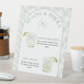 Elegant Sagergroene Geïllustreerde Cocktailkaart Reclamebord Met Voetstuk (Insitu)