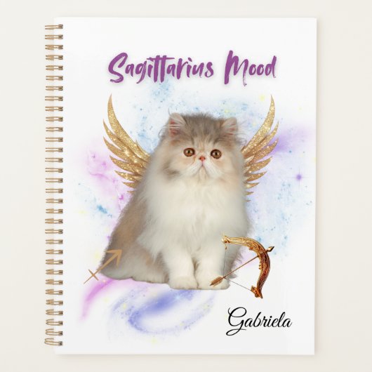 Elegant Sagittar Zodiac Cat Planner Notebook (Voorkant)