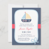 Elegant Sail-boot Nautical Baby Shower Invitaties Kaart (Voorkant)