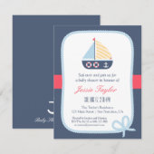 Elegant Sail-boot Nautical Baby Shower Invitaties Kaart (Voorkant / Achterkant)