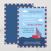 Elegant Sailboat Nautical baby shower party Kaart (Voorkant / Achterkant)