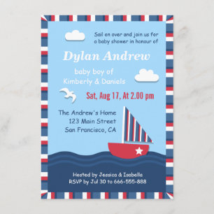 Elegant Sailboat Nautical baby shower party Kaart