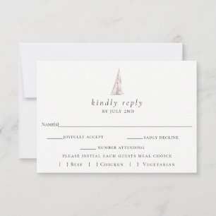 Elegant Sailboat Wedding RSVP Card Kaartje